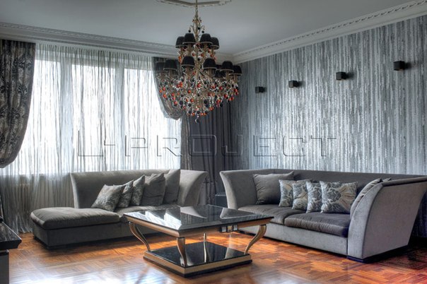 Дизайн интерьера квартиры: Москва, Старопименовский пер., 110 м2. Стиль фьюжн. Гостиная